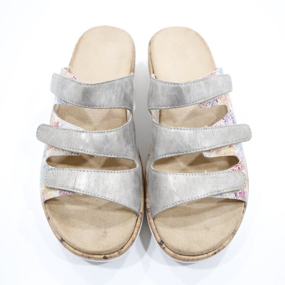 Remonte Multicolor Leather 1.5" Mini Wedge Adjustable Slide Sandals - 7/EU 38 - Picture 6 of 7